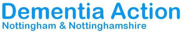 The logo for Dementia Action Nottingham and Nottinghamshire - blue text on a white background