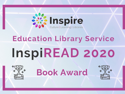 Inspiread 2020 logo in purple with book covers