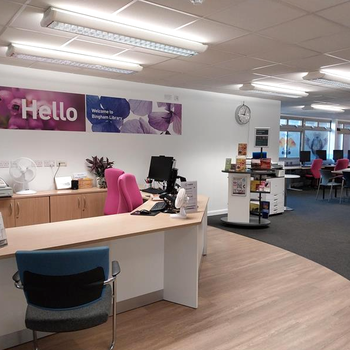 Bingham Library after - help desk