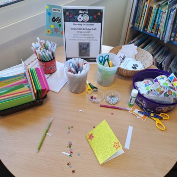 A craft activity laid out on a table