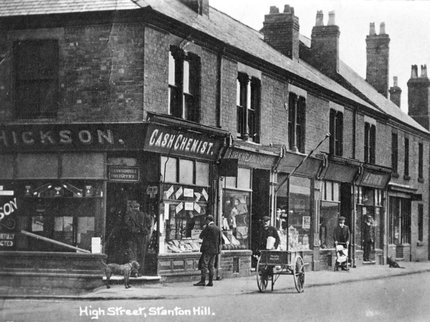 Old Black and White Photo of Stanton Hill High Street