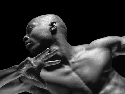 Close up Black and White Photo of ballet dancer Darren Panton