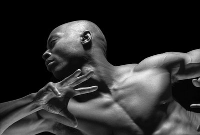 Close up Black and White Photo of ballet dancer Darren Panton