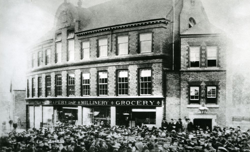 Old black and White Image of Hucknall Coop Building