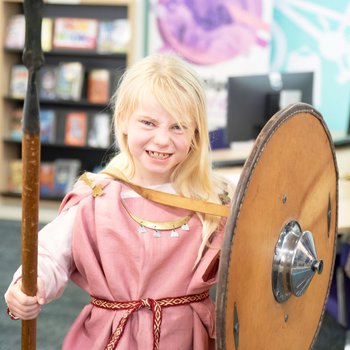 Young girl dressed up in costume