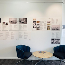 Exhibition panels on a gallery wall