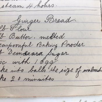 Lined page with an old handwritten recipe