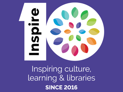 Number 10 with text Inspiring Culture, Learning and Libraries since 2016
