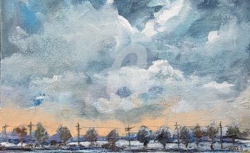 Wintery landscape painting