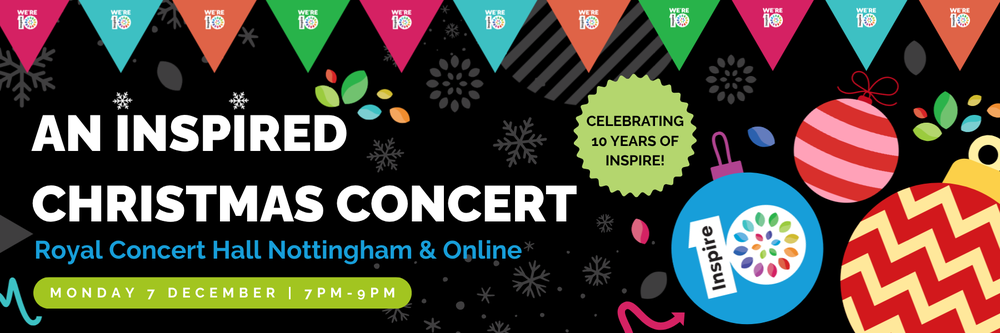 A banner reading An Inspired Christmas Concert with partner logos