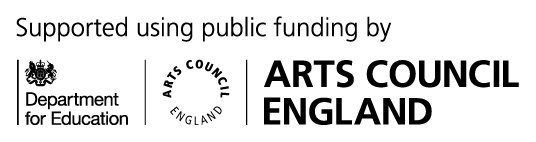 Arts Council England + DfE funded logo