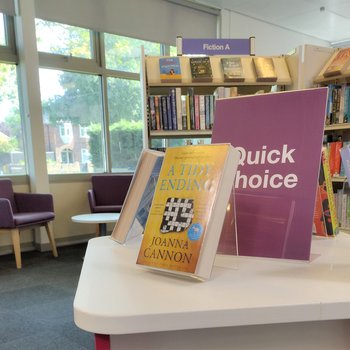 Quick picks on display, with seating in the background