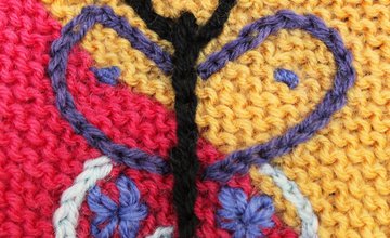 Chain stitch embroidered butterfly motif