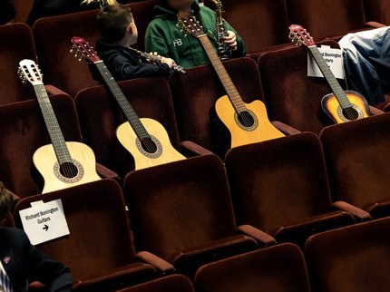 Guitars on chairs