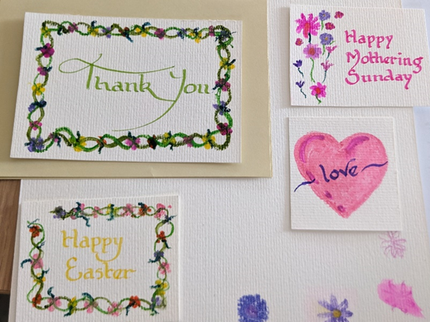 Examples of calligraphy artwork completed by Inspire Learners