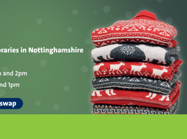 Banner with an image of jumpers and the words Big Christmas Jumper Swap