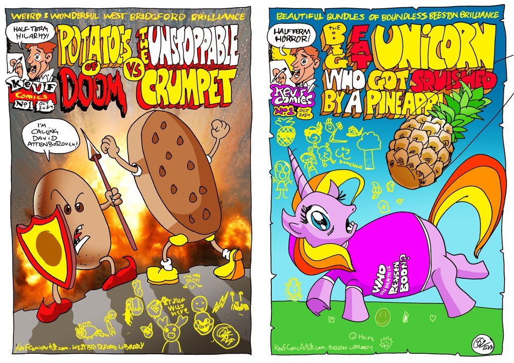 Deisgned comic images from Kev F Comic Masterclasses