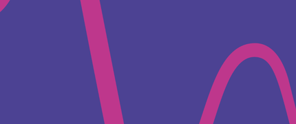 Purple music soundwave against dark purple background.