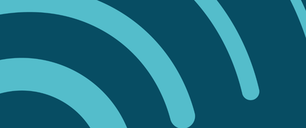 Light blue wifi symbol on dark blue background.