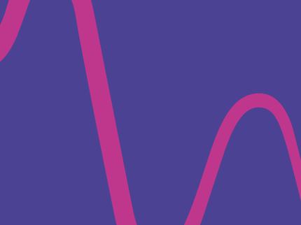 Purple music soundwave against dark purple background.
