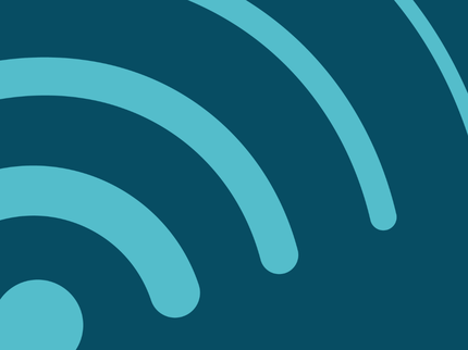 Light blue wifi symbol on dark blue background.