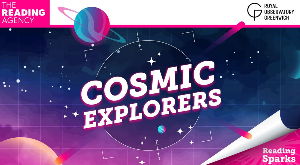 Cosmic Explorers banner image with The Reading Agency logo