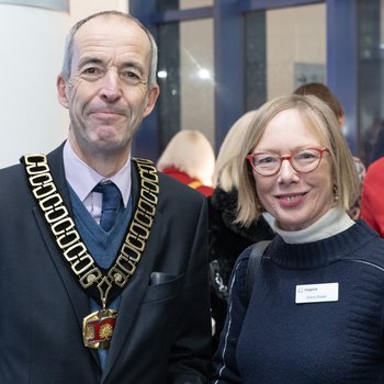 Councillor Richard Butler stand with Inspire's Diana Meale