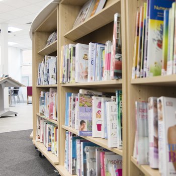 Bookshelves in Beeston Library