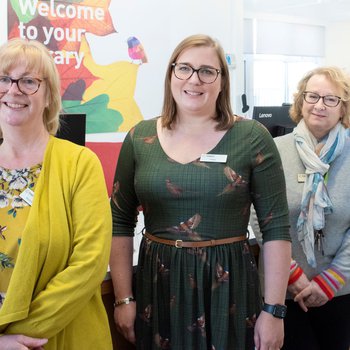 Official reopening of Bilsthorpe Library - staff at the help desk