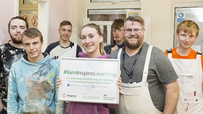 Students studying Painting and Decorating at Eastbourne House, Sutton in Ashfield, one of Inspire’s Study Programmes for 16-18 year olds.