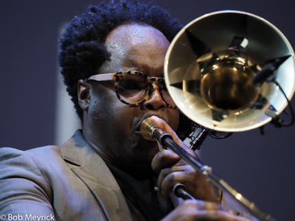 Photograph of jazz trombonist Dennis Rollins MBE