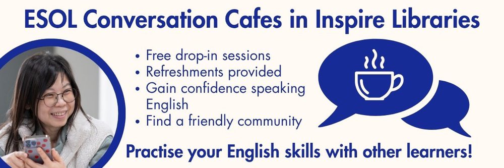 A banner featuring a woman from East Asia smiling. She is a learner taking part in one of our ESOL classes.