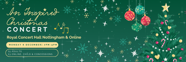 A banner reading An Inspired Christmas Concert with partner logos
