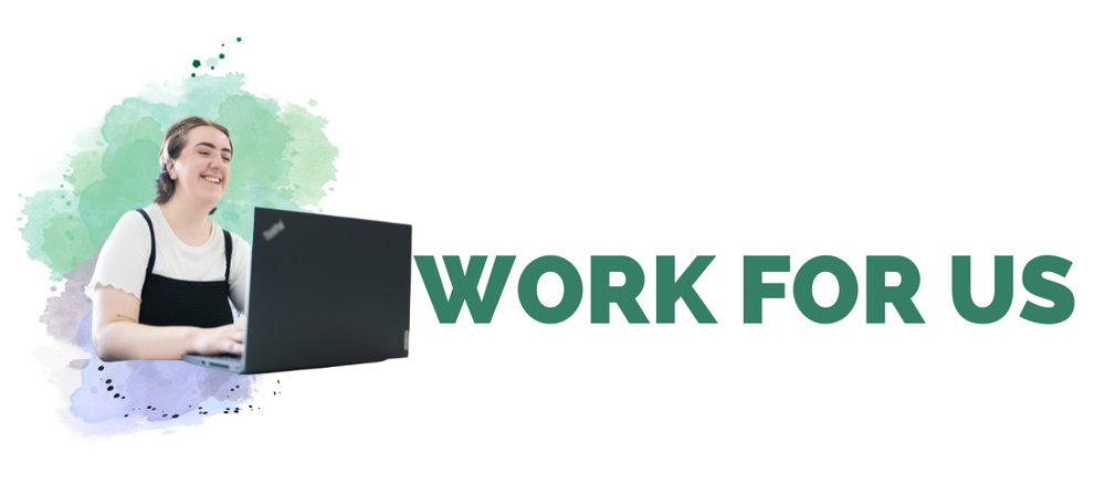 Work for Us graphic - employee on a laptop