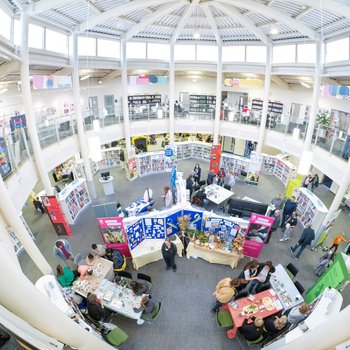 Worksop library taken from first floor looking down to ground floor