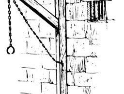 A pencil drawing of gallows