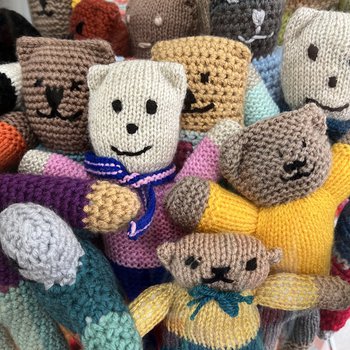 A collection of small knitted bears