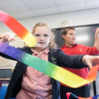 Photo of pupils from Bracken Hill School participating in the I Am A Storyteller workshop