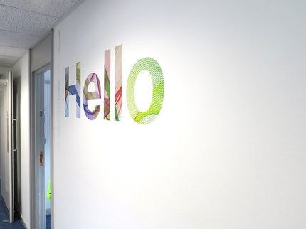 Hello wall art in the corridor at High Pavement Learning Centre