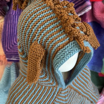 Story Snuggler hood with floppy ears and crocheted loops