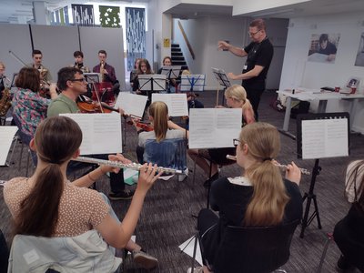 Picture taken of ensemble members participating at a termly meet-up 'Ensembles UNITE! ' in Mansfield. Taken July 2022. Image credit: Nottinghamshire Music Hub
