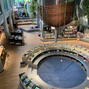 View looking down on Gutersloh Library interior