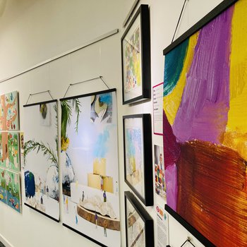 A gallery wall with art