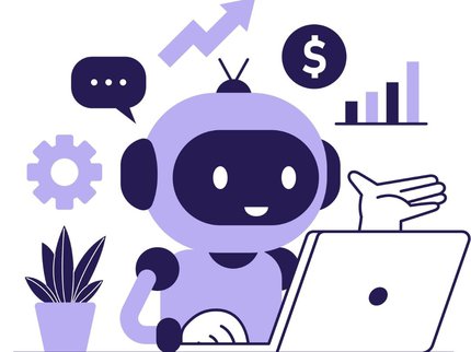 A cartoon robot on a computer.