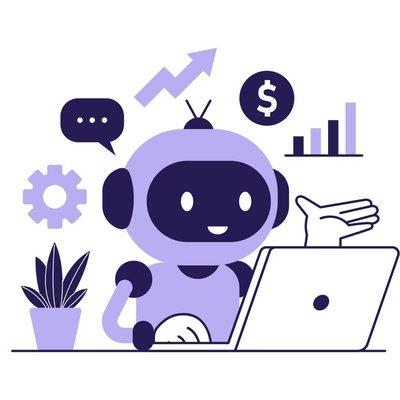 A cartoon robot on a computer.