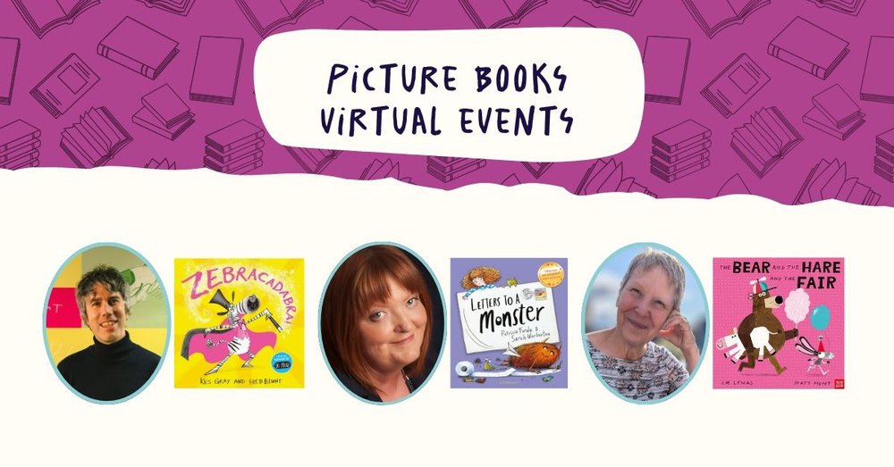 A banner featuring our nominees from the picture book category doing the virtual events