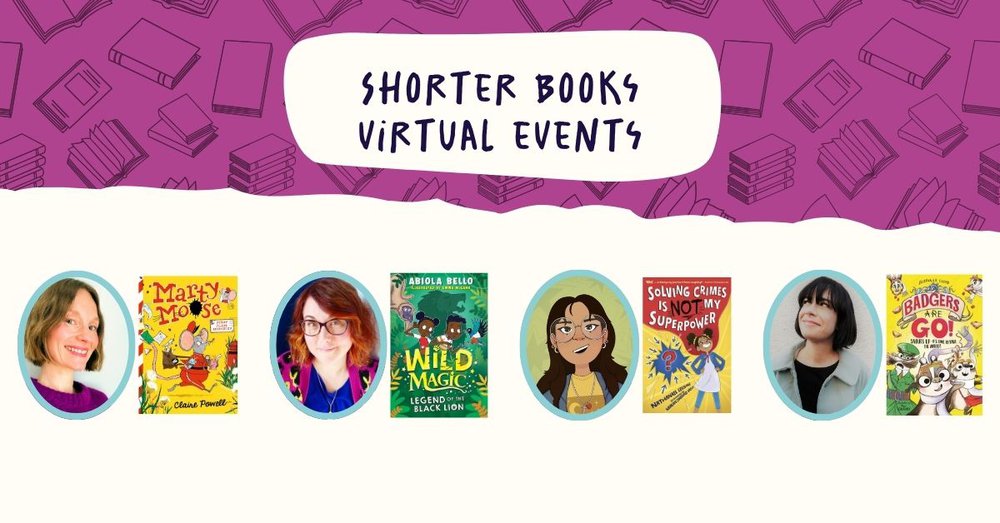 A banner featuring our nominees from the shorter book category doing the virtual events