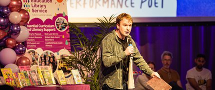 Matt Miller poet on stage