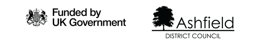 Funded by UK Government. Ashfield District Council.