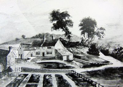 Black and white sketch of Kings Mill in the 1790's